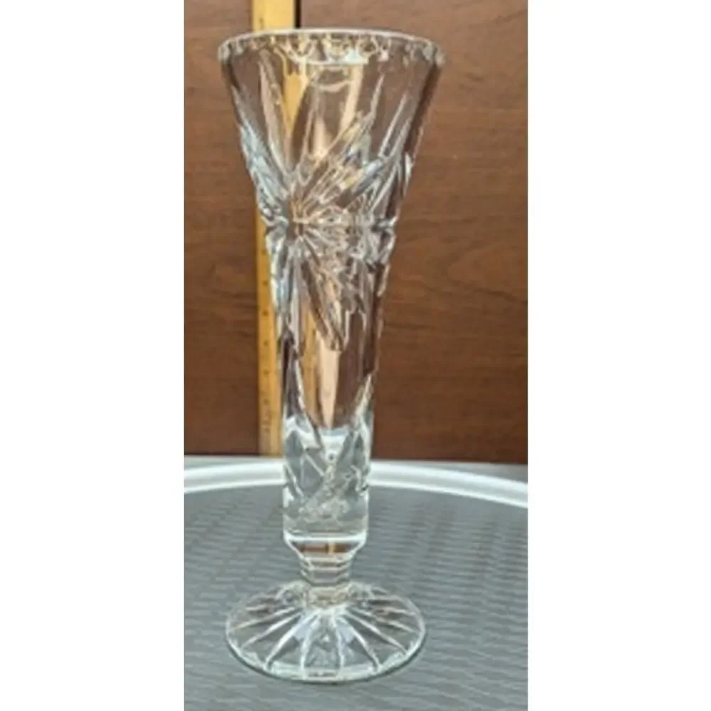 Vtg Brilliant Glass Vase Floral Daisy Bohemian Cottage Gift Centerpiece Elegant